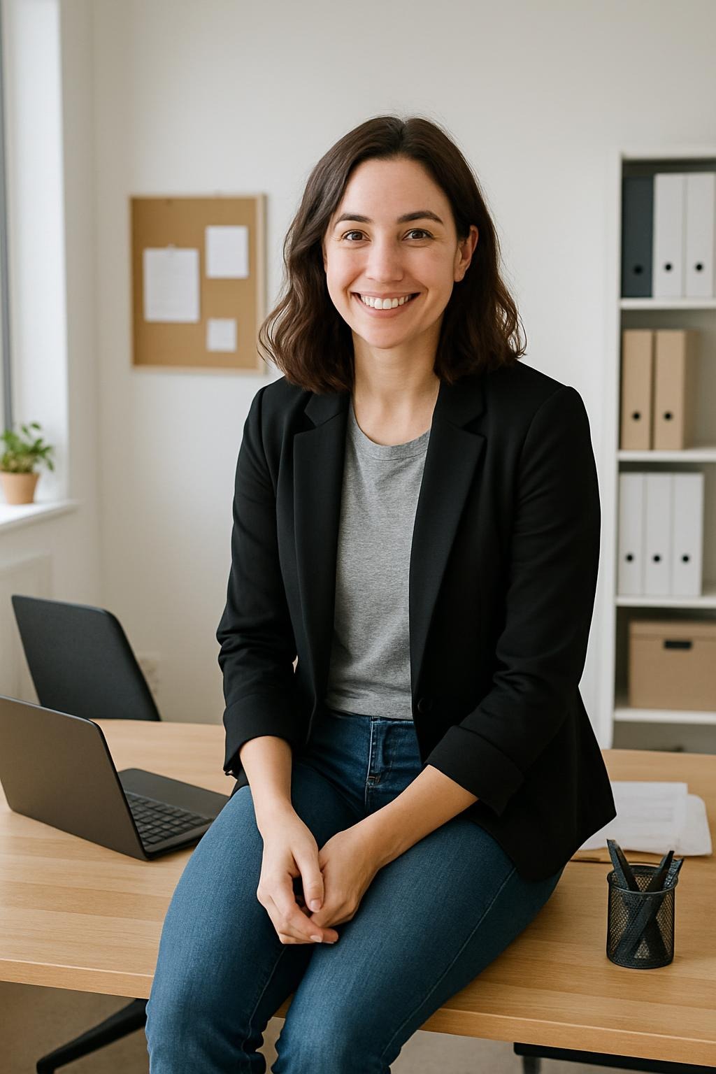 Exercice étirement dos au bureau